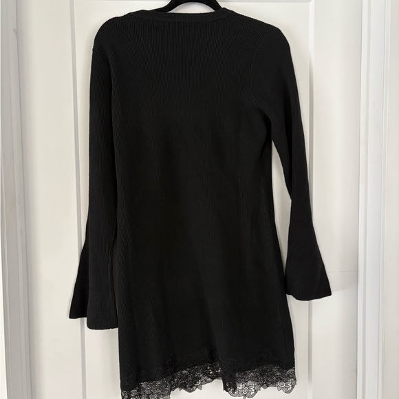 Commense Black Ribbed Dress with Lace Detail - Picture 2 of 4